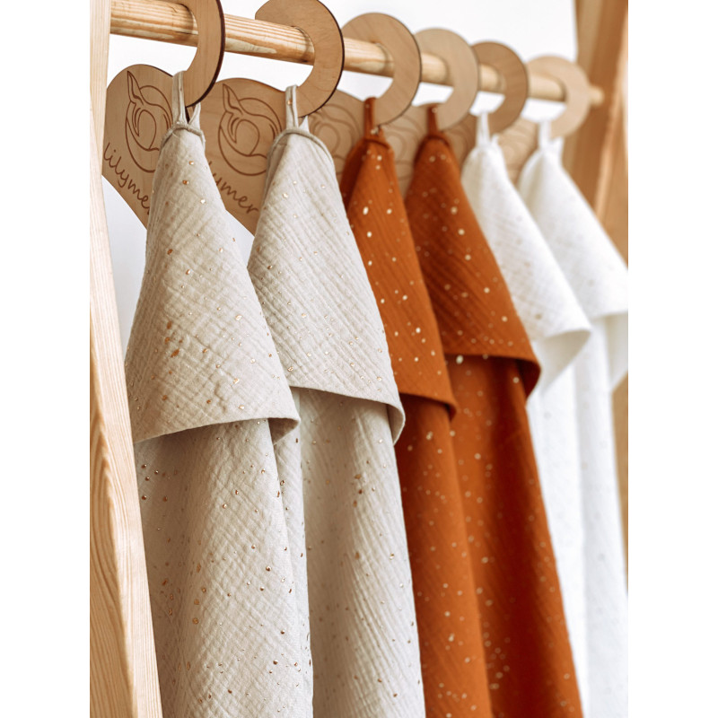 Lilymer Μπουρνούζι Κάπα μουσελίνας χρυσό πουά 90x90cm Sand