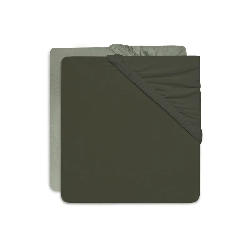 Jollein Σεντόνι με λάστιχο Jersey 60x120cm Ash Green/Leaf Green (2pack)