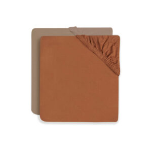 Jollein Σεντόνι με λάστιχο Jersey 60x120cm Caramel/Biscuit (2pack)