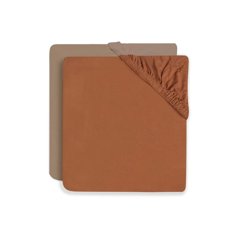 Jollein Σεντόνι με λάστιχο Jersey 60x120cm Caramel/Biscuit (2pack)
