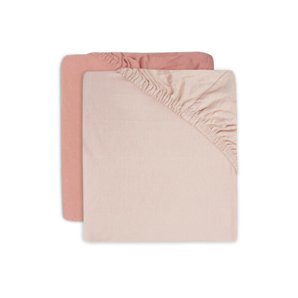 Jollein Σεντόνι με λάστιχο Jersey 60x120cm Pale Pink/Rosewood (2pack)