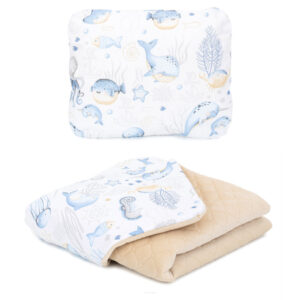 Mamo-Tato Σετ κουβέρτας Velvet καπιτονέ με μαξιλάρι Ocean 75x100cm, μαξιλάρι 38x30cm