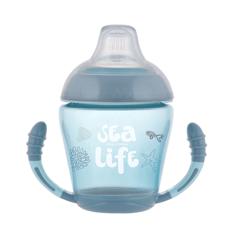 Canpol Babies Εκπαιδευτικό Ποτηράκι Non-Spill με λαβές Sea Life 56/501 Grey