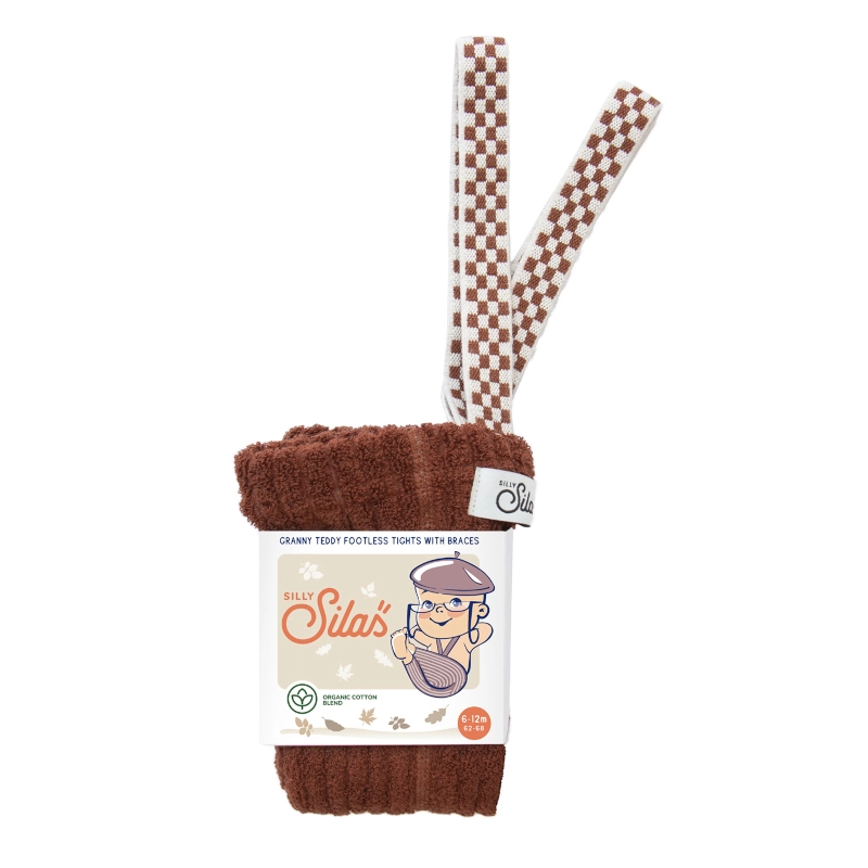 Silly Silas GOTS Κολάν Granny Teddy Footless Cinnamon Checked 6-36m