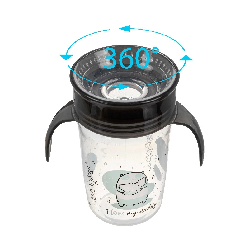 Akuku Εκπαιδευτικό Ποτηράκι 360° 240 ml Black