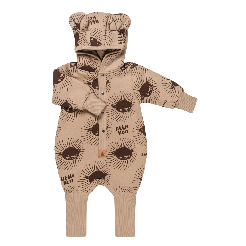 ZZZforKIDS Ολόσωμη φόρμα φούτερ Lion on Cacao Eared Jumpsuit