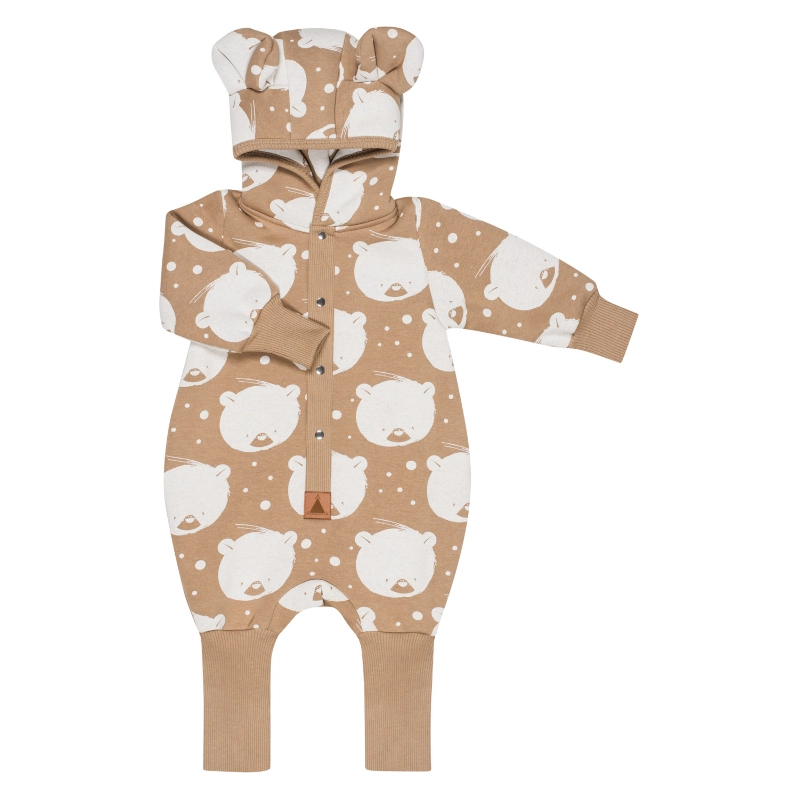 ZZZforKIDS Ολόσωμη φόρμα φούτερ Polar Bear on Cacao Eared Jumpsuit
