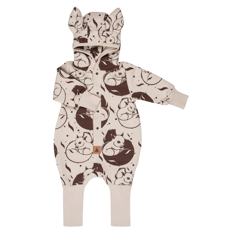 ZZZforKIDS Ολόσωμη φόρμα φούτερ Squirrel on Beige Eared Jumpsuit