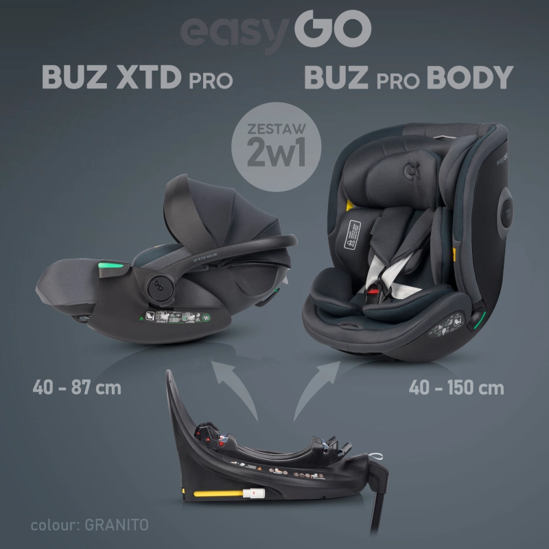 EasyGo Σετ Καθισμάτων Αυτοκινήτου EasyGo 2in1 Buz Xtd Pro & Buz Pro Body Granito