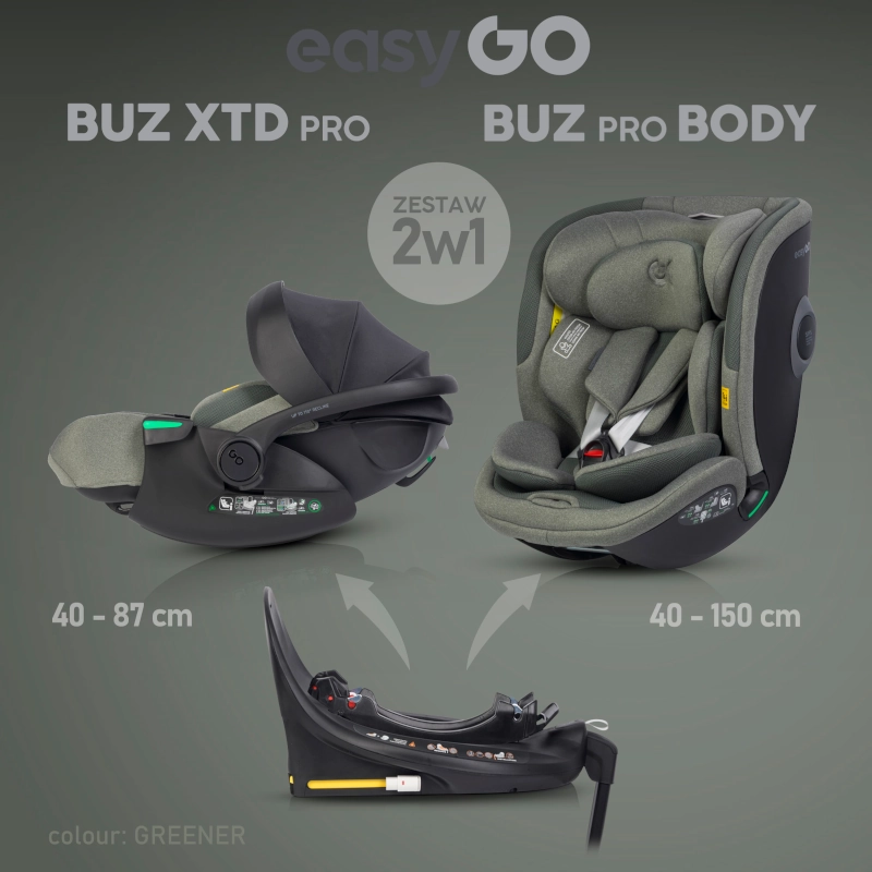EasyGo Σετ Καθισμάτων Αυτοκινήτου EasyGo 2in1 Buz Xtd Pro & Buz Pro Body Greener