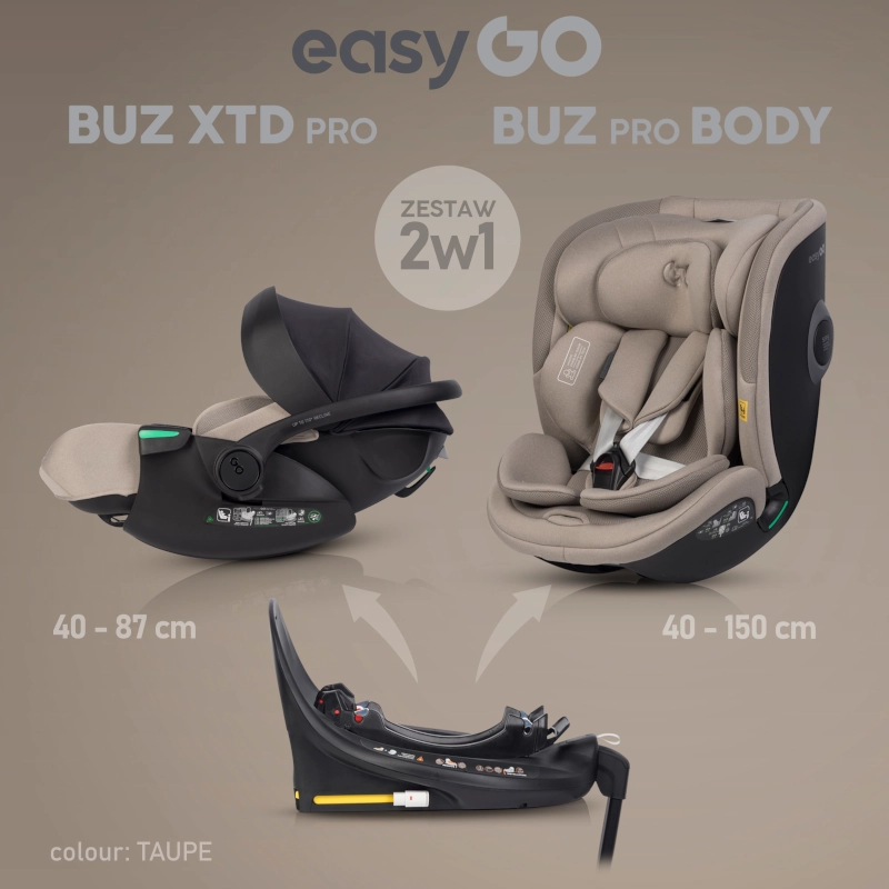 EasyGo Σετ Καθισμάτων Αυτοκινήτου EasyGo 2in1 Buz Xtd Pro & Buz Pro Body Taupe